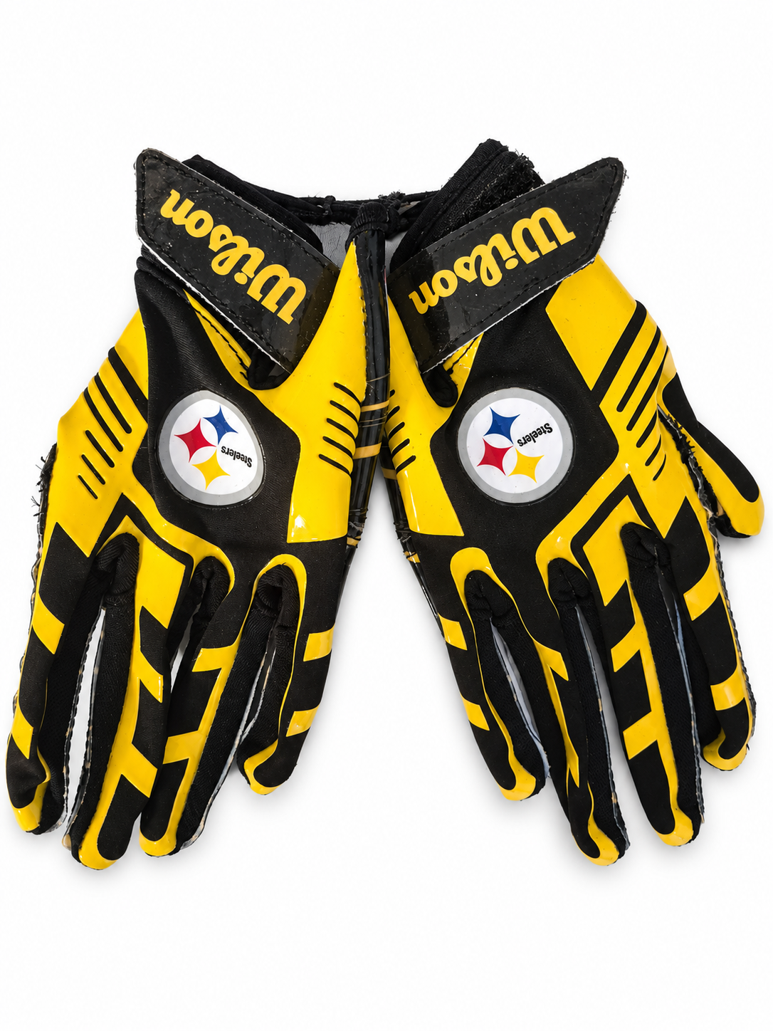 Wilson Team Stretch-Fit Receiver Youth - Pittsburgh Steelers Gloves - Black / Yellow