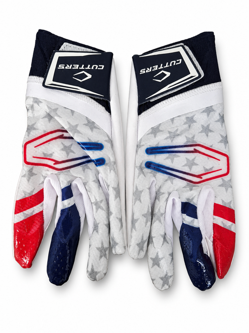 Cutters Rev Pro 5.0 Gloves - White / Grey / Red / Navy Blue (Stars & Stripes)